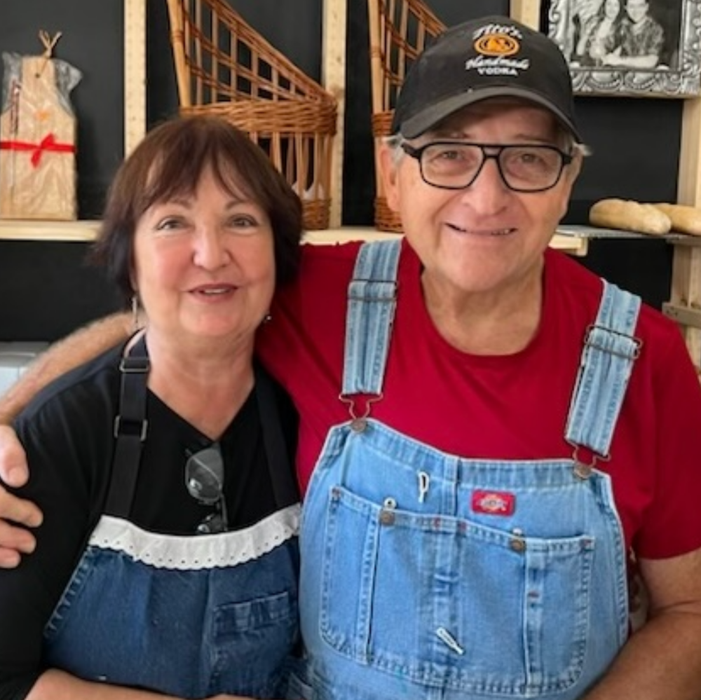 Ken and Andie inside Wingspread Farm's famstand 